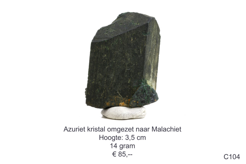 Azuriet kristal omgezet naar Malachiet
